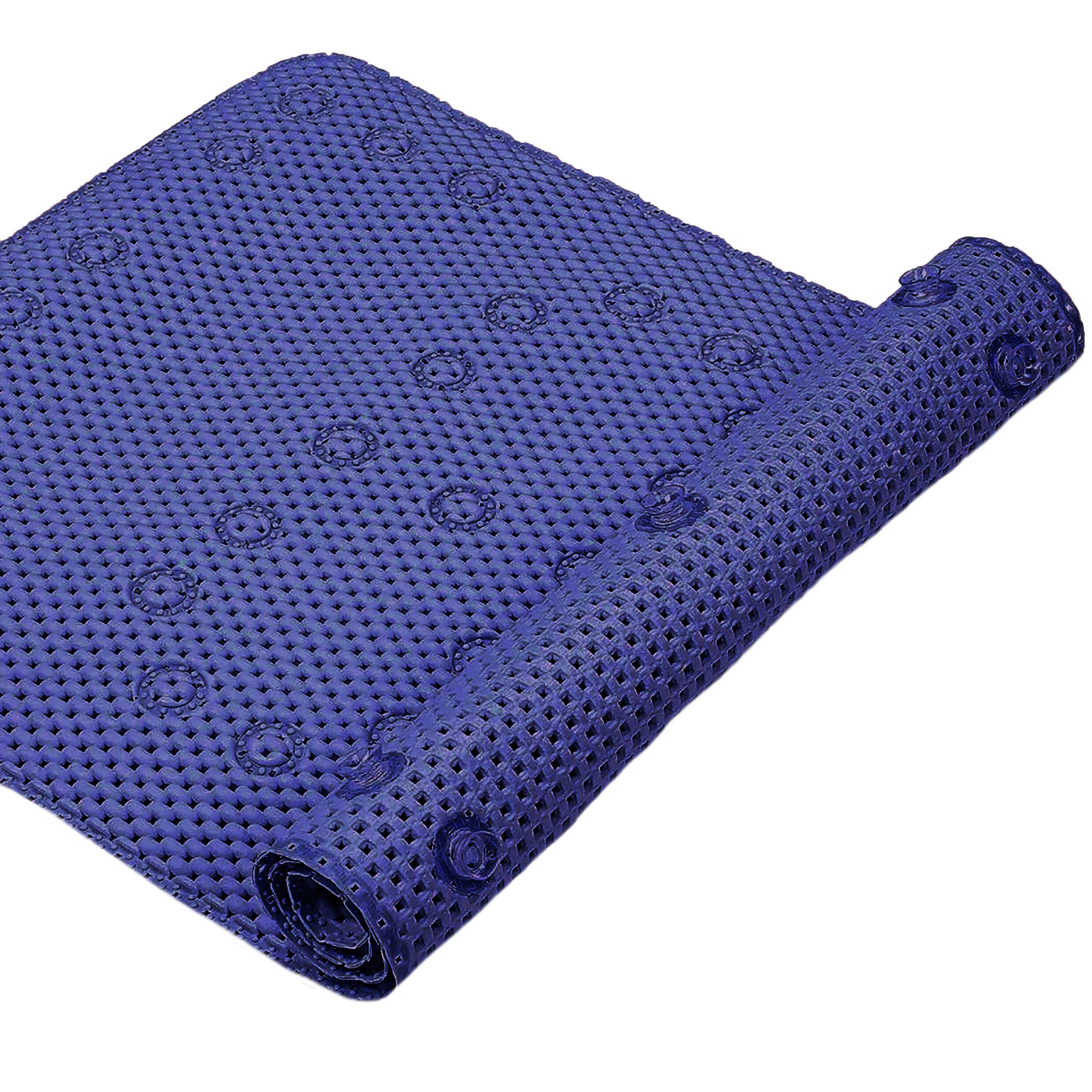 Navy Blue NonSlip Foam Bathtub Shower Mat With Suction Cups 36" x 17
